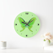 緑の淡い色の月蛾 ラージ壁時計 (ホーム)