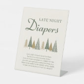 緑の深夜おむつ冬の赤ちゃんシャワーゲーム 台座サイン (正面)