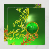 緑の渦巻きとシャムロックセントパトリックの日のパーティー 招待状 (正面/裏面)