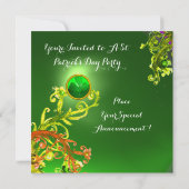 緑の渦巻きとシャムロックセントパトリックの日のパーティー 招待状 (裏面)