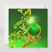 緑の渦巻きとシャムロックセントパトリックの日のパーティー 招待状 (正面)