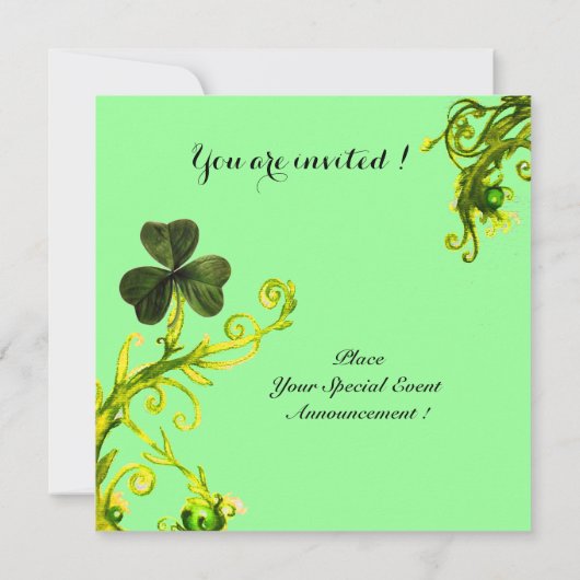 緑の渦巻きとシャムロックセントパトリックの日のパーティー 招待状 (裏面)