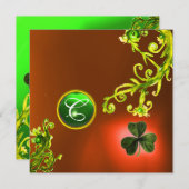 緑の渦巻きとシャムロックセントパトリックの日のパーティー 招待状 (正面/裏面)