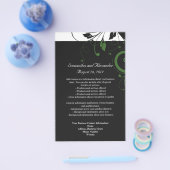 緑の渦巻きアクセントを持つ白黒 チラシ (シングル)