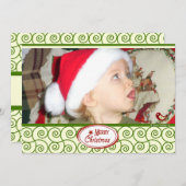 緑の渦巻きカスタマイズ型休日の写真カード シーズンカード (正面/裏面)