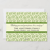 緑の渦巻きカスタマイズ型休日の写真カード シーズンカード (裏面)