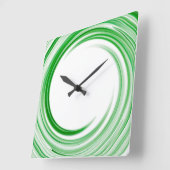 緑の渦巻き抽象芸術アート3 スクエア壁時計 (傾斜)