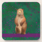 緑の渦巻き旋回でベアイラストレーションを持つコースター コースター (正面)