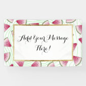 緑の渦巻の夏らしでかわいい水彩画のスイカ 横断幕 (横)