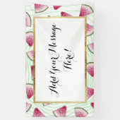 緑の渦巻の夏らしでかわいい水彩画のスイカ 横断幕 (縦)