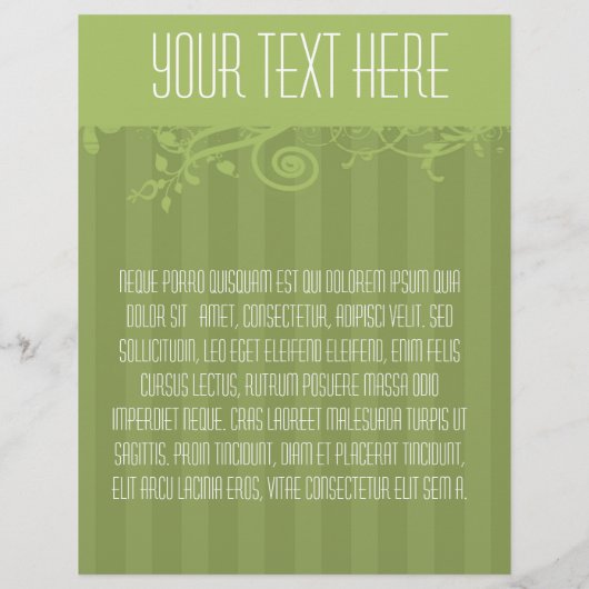 緑の渦巻ストライプのきフライヤー チラシ (裏面)