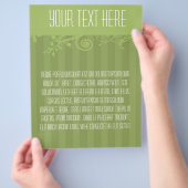 緑の渦巻ストライプのきフライヤー チラシ (手)