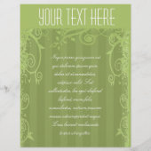 緑の渦巻ストライプのきフライヤー チラシ (裏面)