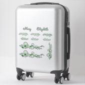 緑の渦巻形のつる植物と名前シール シール (スーツケース)