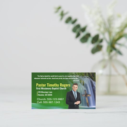 緑の滝の牧師またはDeacon写真教会 名刺 (スタンド正面)