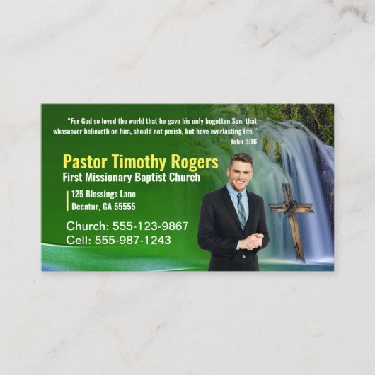 緑の滝の牧師またはDeacon写真教会 名刺 (正面)