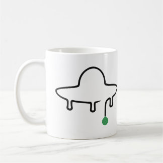 緑の滴が描かれた極簡主義のUFOワンラインアート コーヒーマグカップ