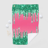 緑の滴りグリッターシックピンクスイカ ゴルフタオル (インサイチュ)