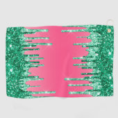 緑の滴りグリッターシックピンクスイカ ゴルフタオル (横)