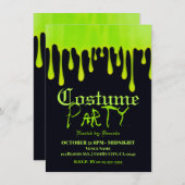 緑の滴るスライムドリップハロウィーンの衣装パーティー 招待状 (正面/裏面)