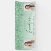 緑の滴下グリッター2枚の写真21日の誕生日 横断幕 (縦)