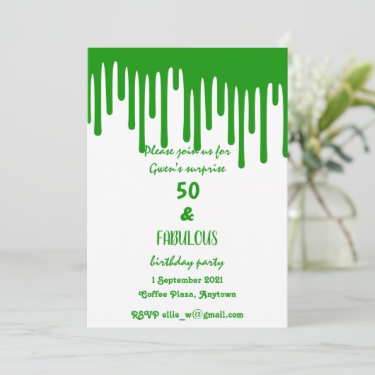 緑の滴下ワックス50と素晴らしい誕生日 招待状 (スタンド正面)