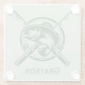 緑の漁師ポールと魚パーソナライズされた ガラスコースター (裏面)