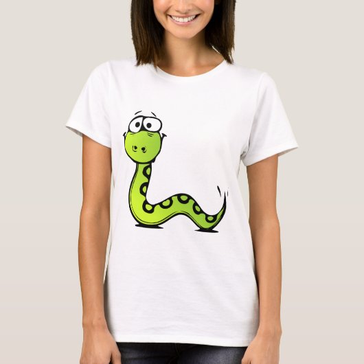 緑の漫画のヘビ Tシャツ (正面)