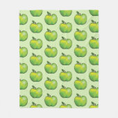 緑の漫画のリンゴのフルーツパターン フリースブランケット (正面)