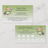 緑の漫画の女中の家のクリーニングの顧客のロイヤリティ ロイヤリティカード (正面/裏面)