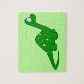 緑の漫画の恐竜 ジグソーパズル (縦)