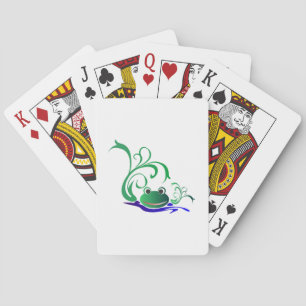 緑の漫画の水上の微笑のカエルの顔 トランプ
