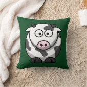 緑の漫画の牛 クッション (ブランケット)