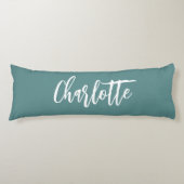 緑の濃いシアンの名前スクリプト ボディピロー (正面)