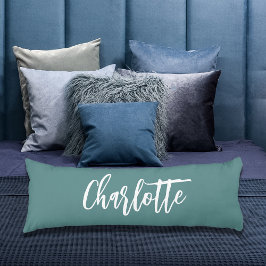 緑の濃いシアンの名前スクリプト ボディピロー