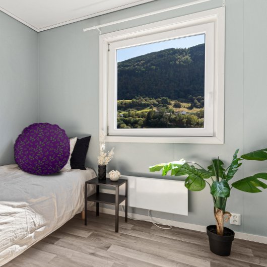 緑の濃い紫色のパター離れン ラウンドクッション