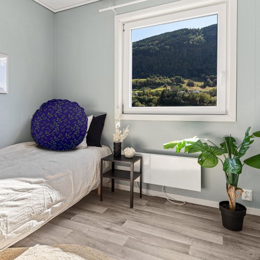 緑の濃い青のパターン離れ ラウンドクッション