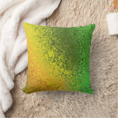 緑の濃淡と金ゴールドパターン クッション (ブランケット)