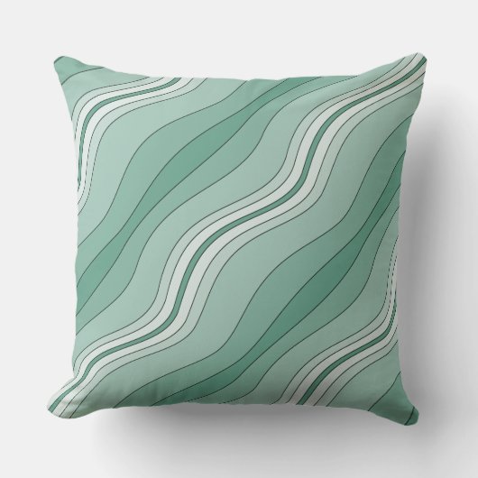 緑の濃淡のレイヤードライン装飾用クッション クッション (正面)