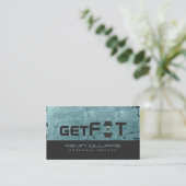 緑の濃淡ヴィンテージグランジテクスチャフィットネストレーナー 名刺 (スタンド正面)