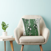 緑の灰色のクリスマスボールの星と雪 クッション (椅子)