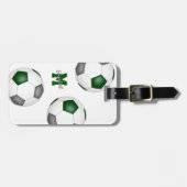 緑の灰色のサッカーバッグID女の子の男の子チームカラー ラゲッジタグ (正面横)