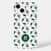 緑の灰色のサッカーボールモノグラムの模様 Case-Mate iPhoneケース (裏面)