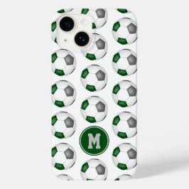 緑の灰色のサッカーボールモノグラムの模様 Case-Mate iPhone 14ケース