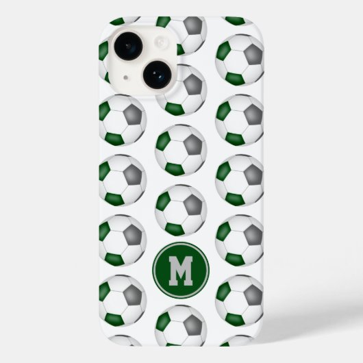 緑の灰色のサッカーボールモノグラムの模様 Case-Mate iPhoneケース (裏面)