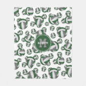 緑の灰色のスポーティーなチームカラーガーリーバレーボール フリースブランケット (正面)