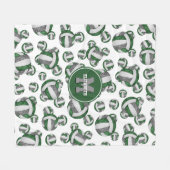 緑の灰色のスポーティーなチームカラーガーリーバレーボール フリースブランケット (正面(横))