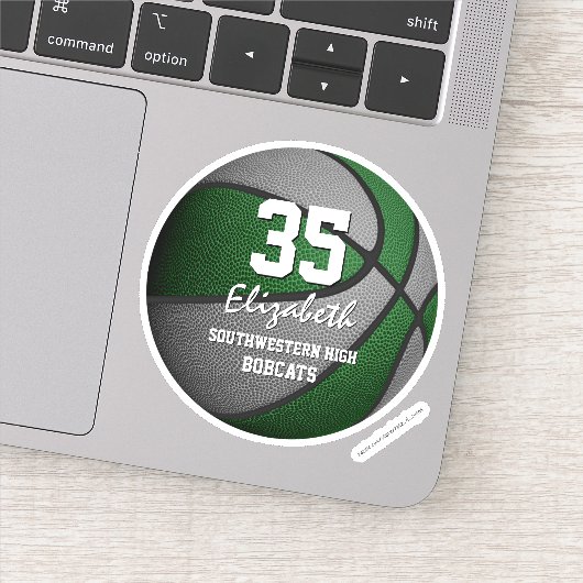 緑の灰色のチームの色の女の子の男の子バスケットボール シール (詳細)