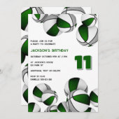 緑の灰色のチームカラーバスケットのスポーツパーティー 招待状 (正面/裏面)