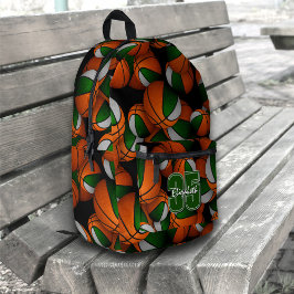 緑の灰色のバスケットボールチームの色とジャージー番号 プリントバックパック